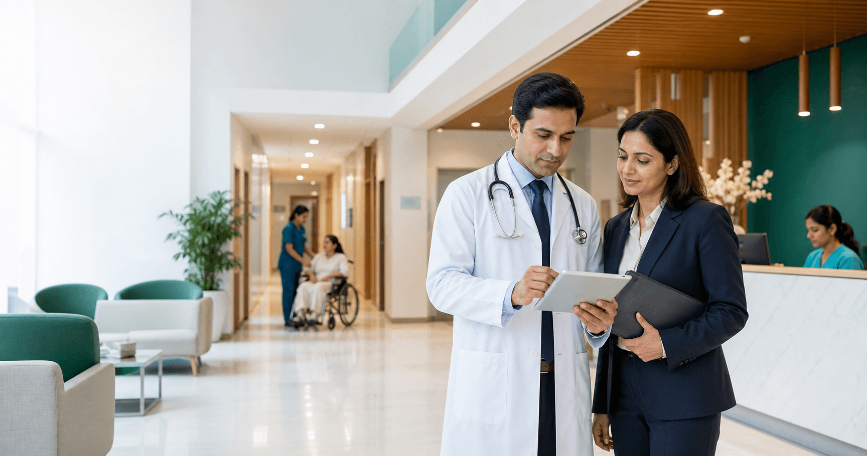 Doctor and hospital team coordinating patient care